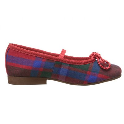  Oscar de la Renta Plaid Wool Sabrinas Shoes 24 (crimson/navy)